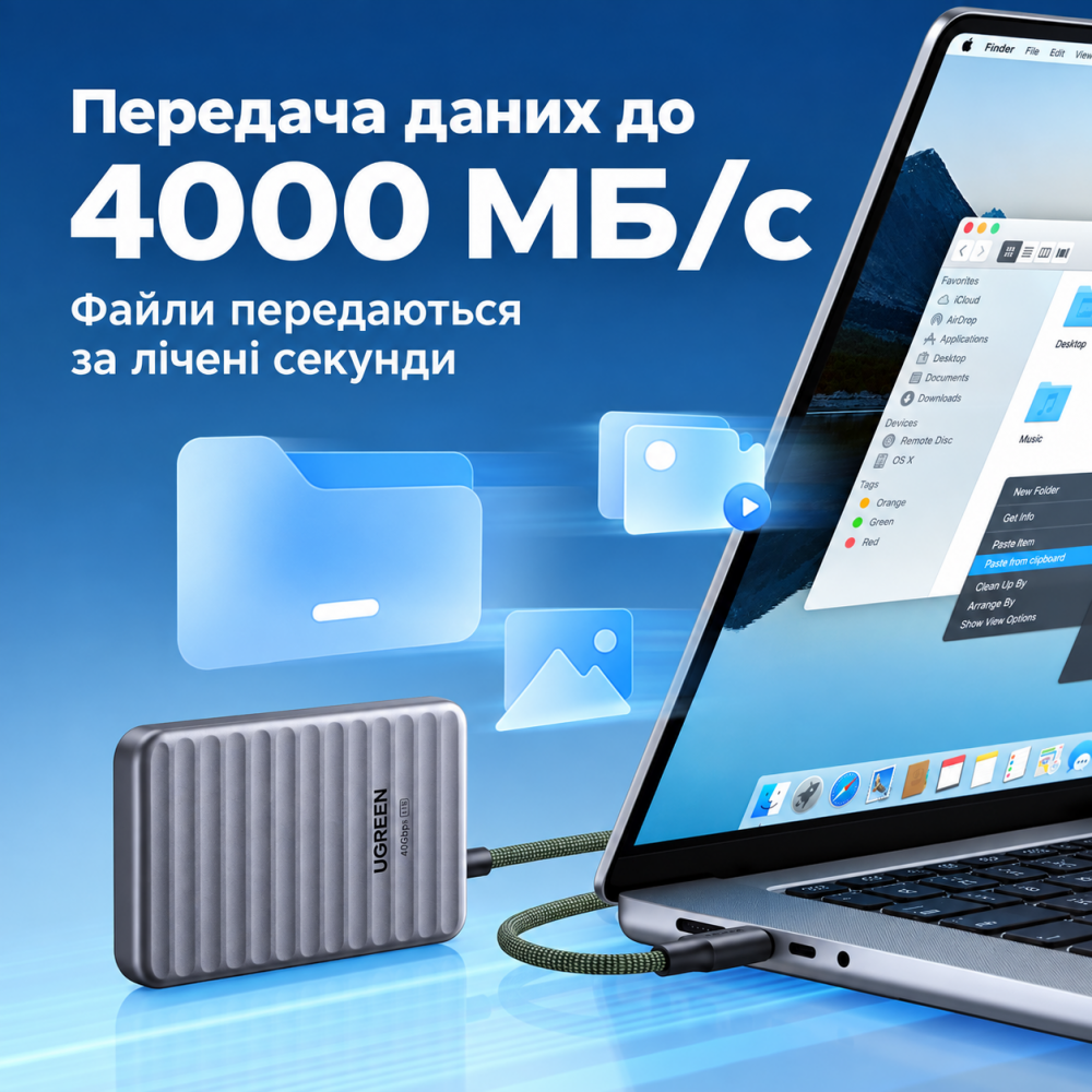 External Solid State Drive SSD UGREEN NeoDrive Go D710 Dark Gray 1TB USB4 40Gbps