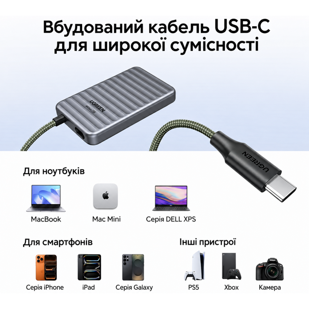 External Solid State Drive SSD UGREEN NeoDrive Go D710 Dark Gray 1TB USB4 40Gbps