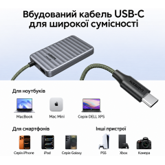 External Solid State Drive SSD UGREEN NeoDrive Go D710 Dark Gray 1TB USB4 40Gbps