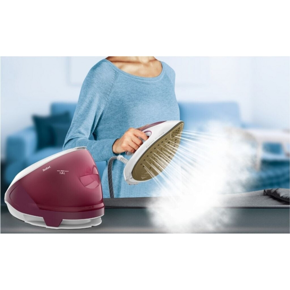 Iron with steam generator Tefal Express Protect SV9201 steam ironing system 2800 W 1800 ml steam boost 530 g/min white-burgundy