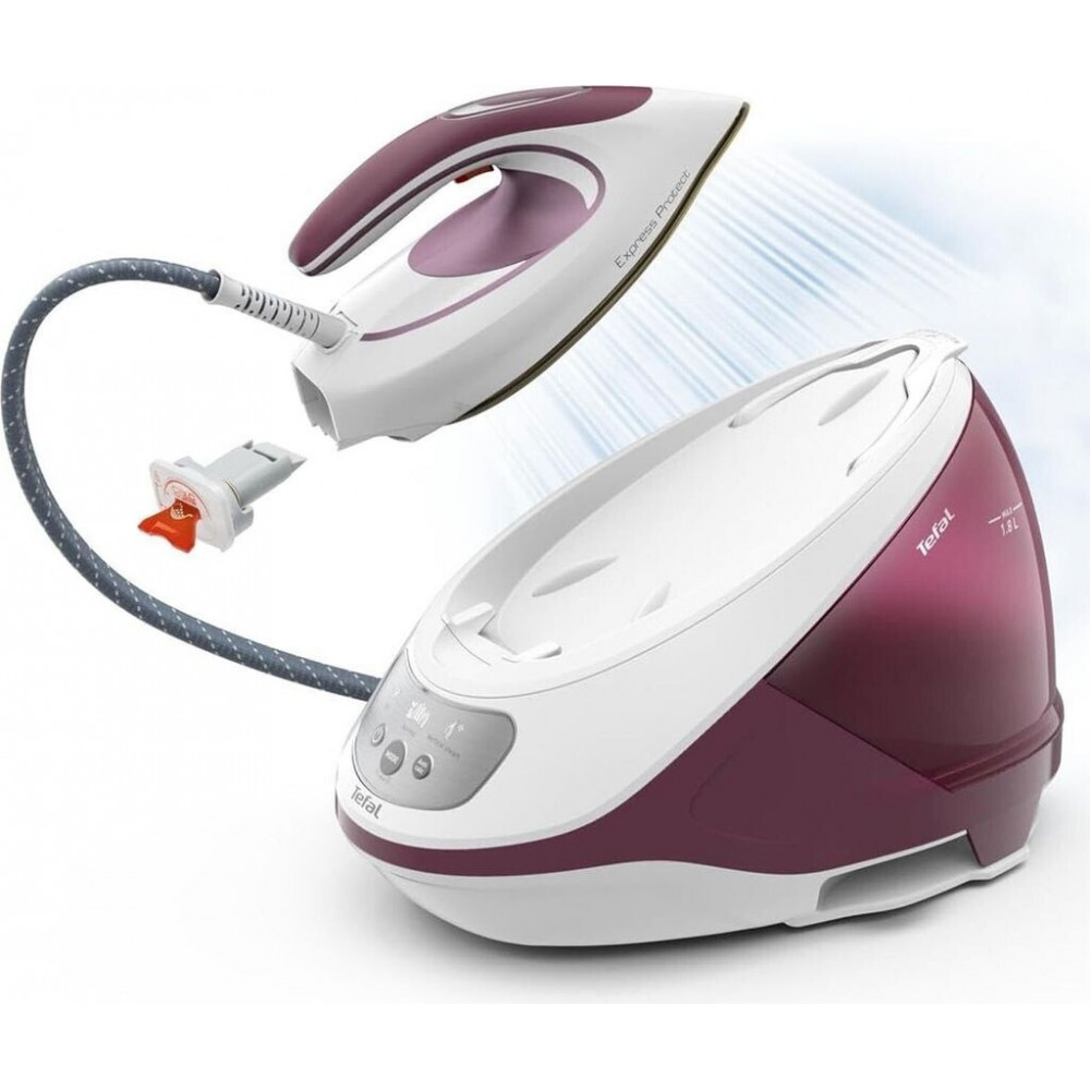 Iron with steam generator Tefal Express Protect SV9201 steam ironing system 2800 W 1800 ml steam boost 530 g/min white-burgundy