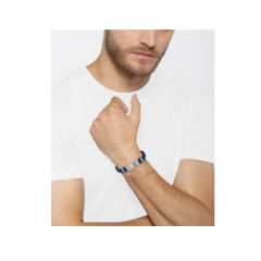 Men's leather bracelet BOSS Dylan 58137023 dark blue braided size M 19 mm