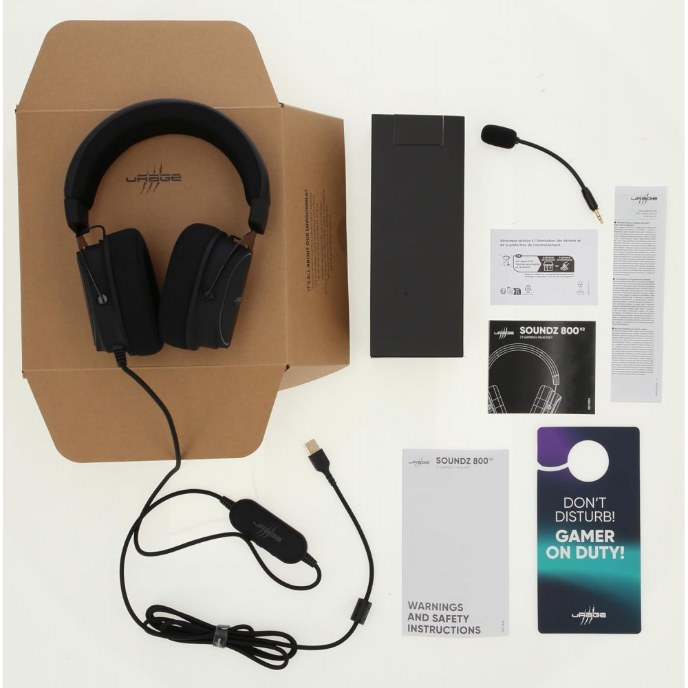 Hama uRage SoundZ 800 V2 7.1 RGB Gaming Headphones with Detachable Microphone Wired Black
