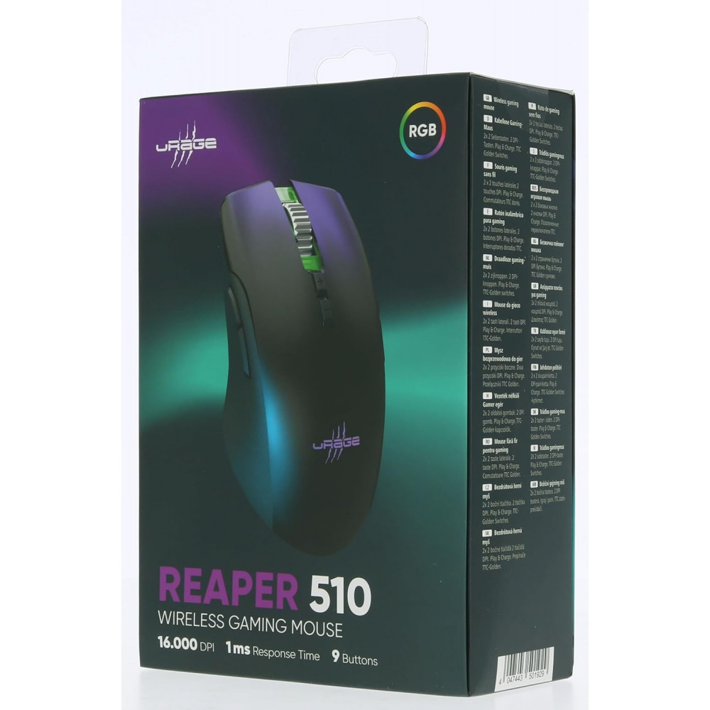 Бездротова ігрова комп'ютерна миша Hama uRage Reaper 510 Wireless з RGB-підсвічуванням чорна