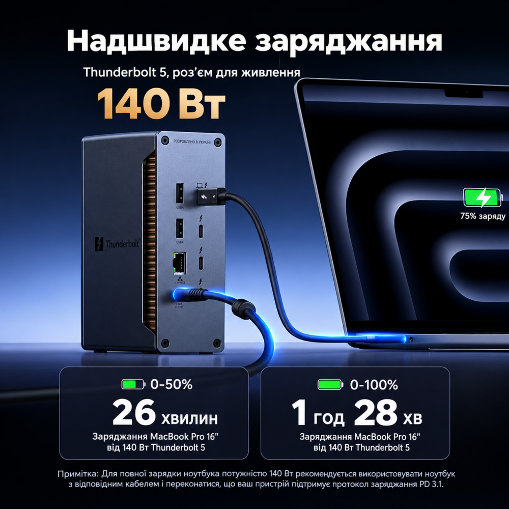 Універсальна док-станція UGREEN Revodok Max U715 Thunderbolt 5 з підтримкою 8K 140 Вт 120 Гбіт/с
