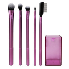 Makeup brush set for eyes REAL TECHNIQUES Enhanced Eye Set 91534 (5 pcs + stand/cup)