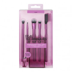 Makeup brush set for eyes REAL TECHNIQUES Enhanced Eye Set 91534 (5 pcs + stand/cup)