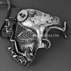 Маска для костюмированной вечеринки Handmade черное золото в стиле Burning Man Phantom Steampunk