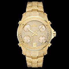 Men's JBW JB-6213-A Jet Setter Watch (234 diamonds) gold-plated with 5 time zones.