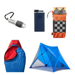 Спальний мішок з капюшоном (спальник) Eddie Bauer Igniter 20° Synthetic Sleeping Bag Синій з червоним