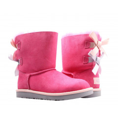 Уггі з стрічками UGG Australia Bailey Bow Kids II Boot Pink Azalea/Icelandic Blue  (Розмір 29)