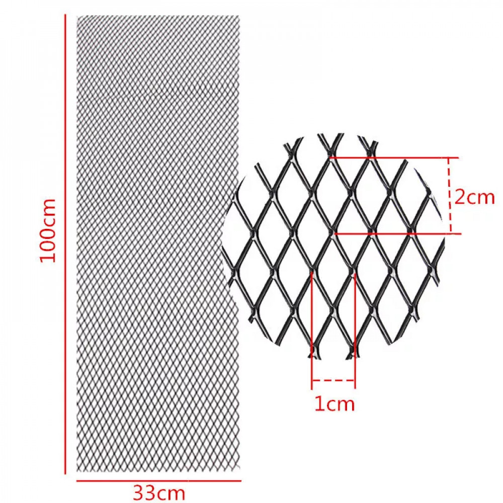 Universal aluminum radiator grille, 100×33 cm, black