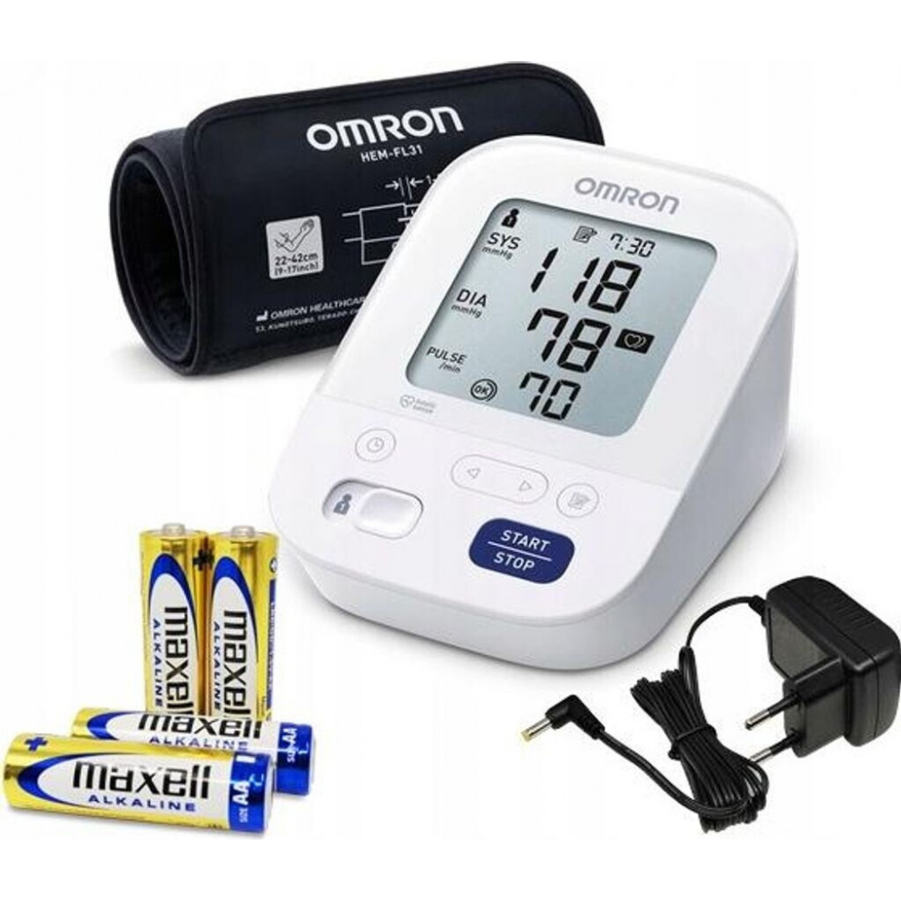 Omron M3 Comfort Automatic Upper Arm Blood Pressure Monitor with Adapter and Cuff