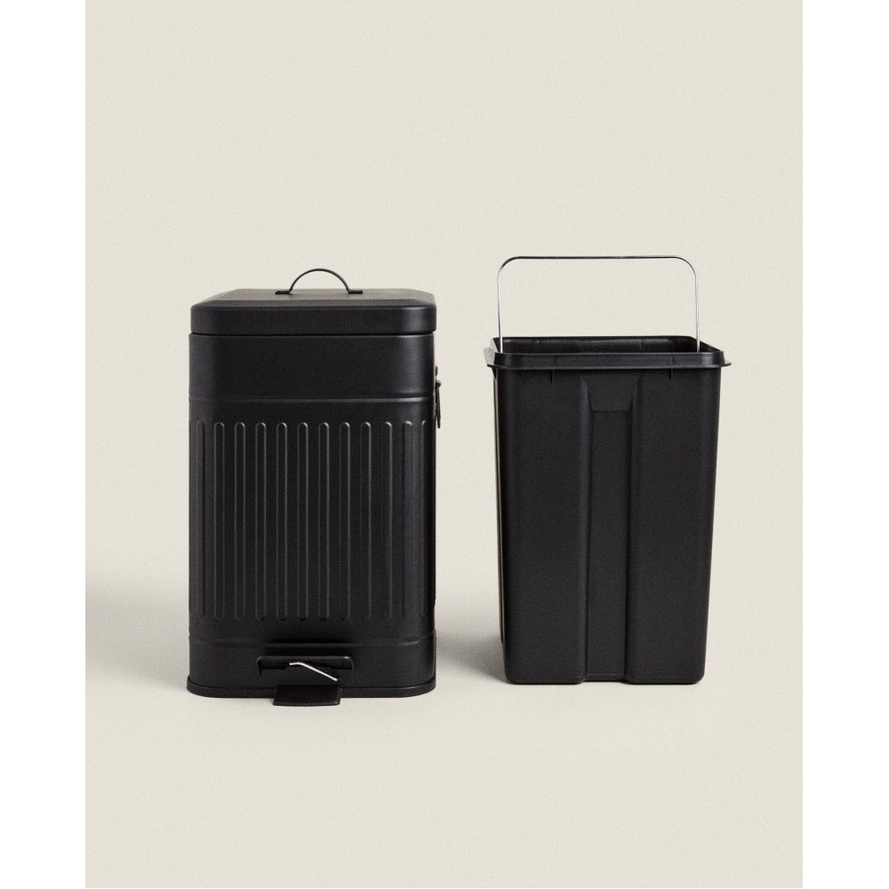 ZARA HOME 20-litre black metal pedal bin