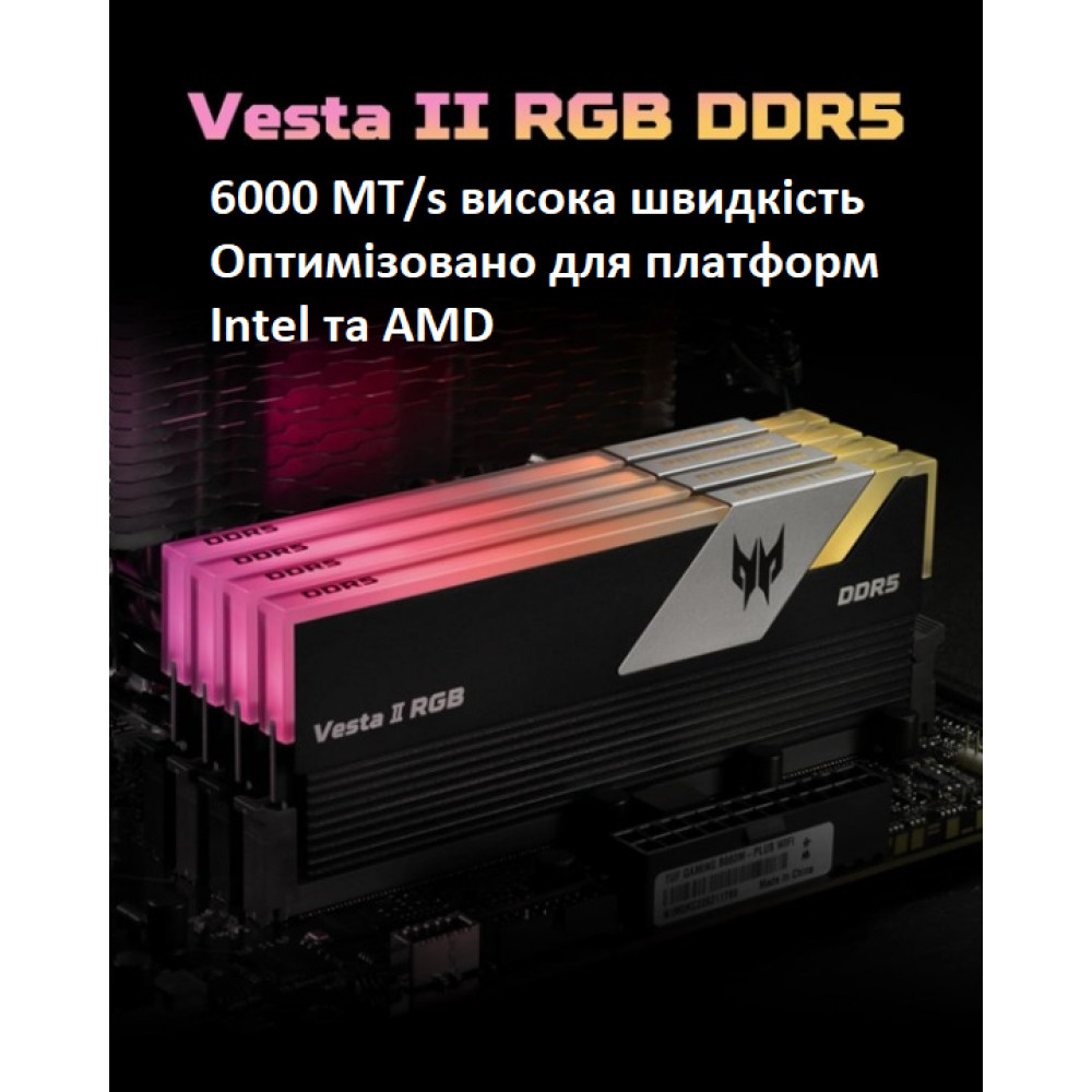 Оперативная память Acer Predator Vesta II DDR5 RGB 32GB (16GB×2) 6000MHz CL36