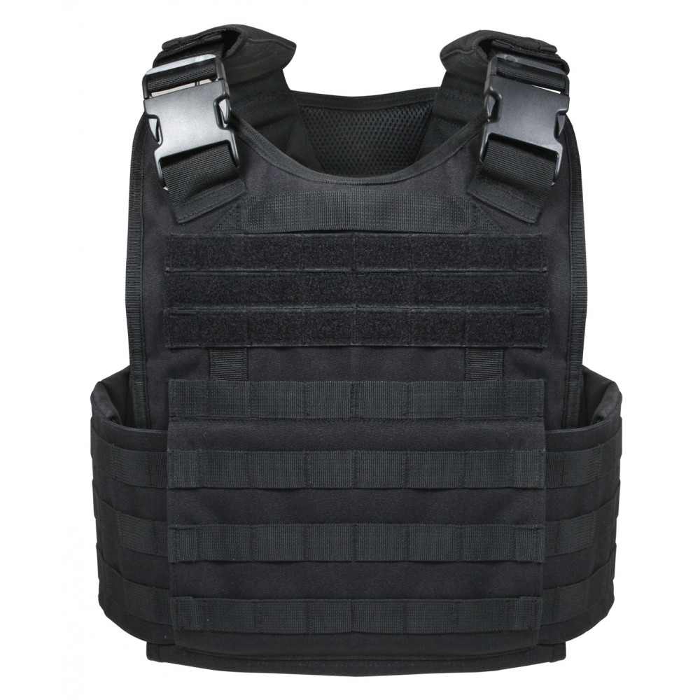 Rothco MOLLE Plate Carrier tactical unloading vest with pockets for plates, adjustable, black