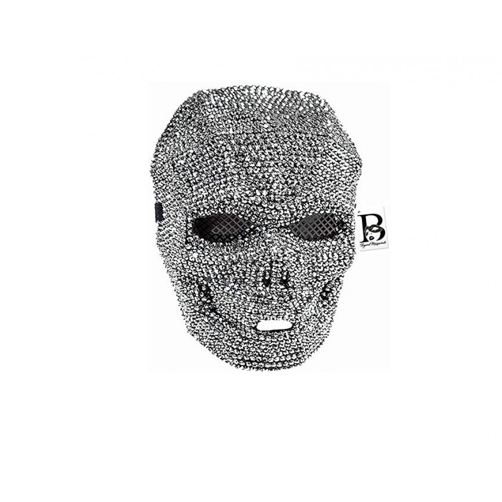 Beyond Masquerade Rhinestone Full Face silver skull carnival mask with rhinestones