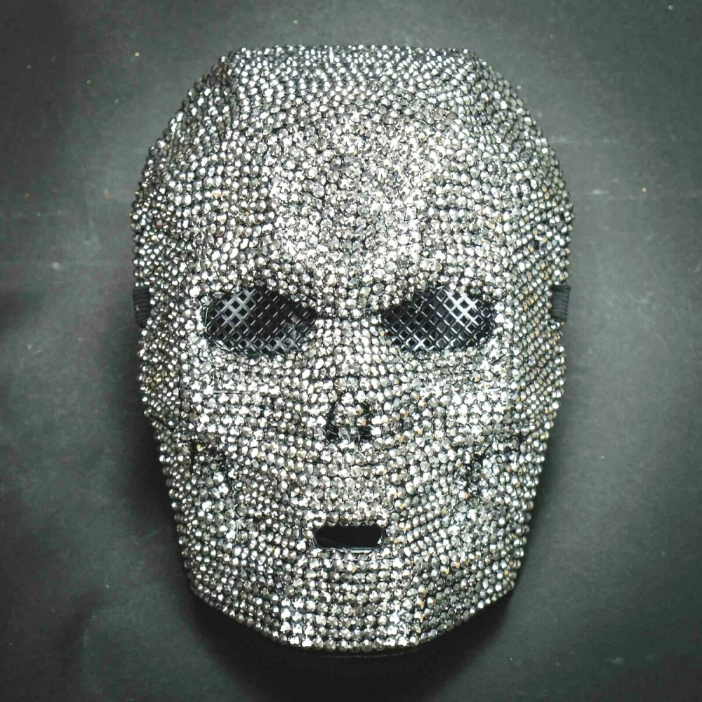 Beyond Masquerade Rhinestone Full Face silver skull carnival mask with rhinestones