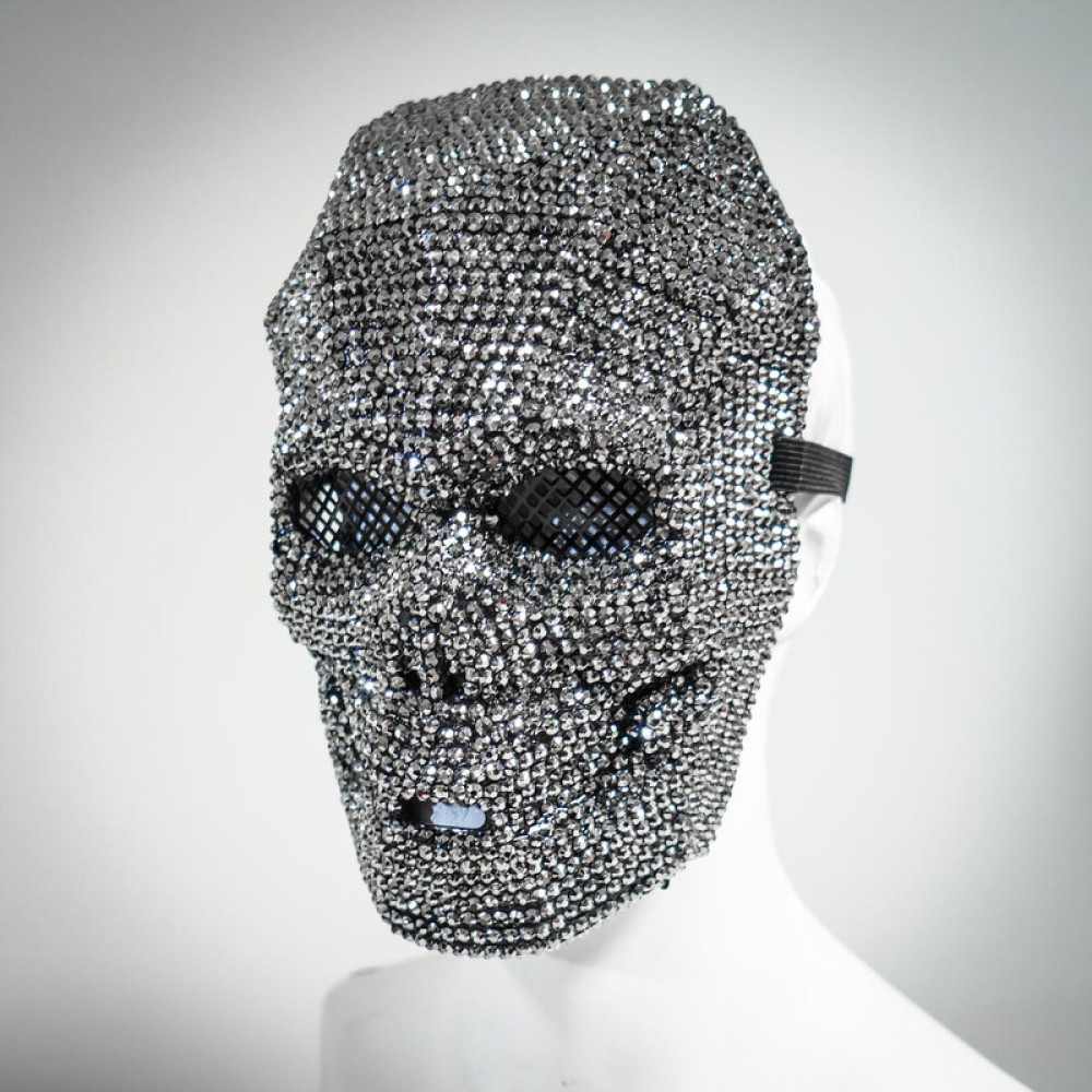 Beyond Masquerade Rhinestone Full Face silver skull carnival mask with rhinestones