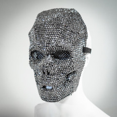 Карнавальна маска череп зі стразами Beyond Masquerade Rhinestone Full Face срібляста