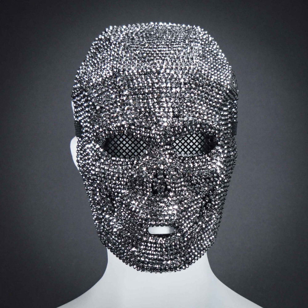 Beyond Masquerade Rhinestone Full Face silver skull carnival mask with rhinestones