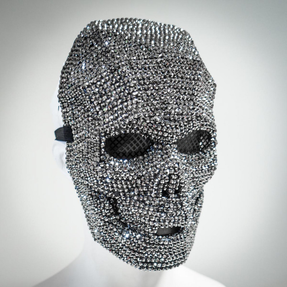 Beyond Masquerade Rhinestone Full Face silver skull carnival mask with rhinestones
