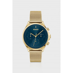 HUGO 58244987 men's wristwatch, gold with blue dial