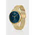Чоловічий наручний годинник HUGO 58244987 золотистий з синім циферблатом