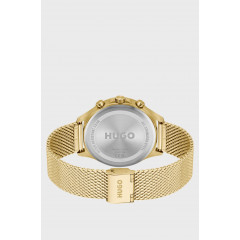 Чоловічий наручний годинник HUGO 58244987 золотистий з синім циферблатом