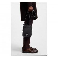 Чоловіча сумка Hugo Boss Reporter з фурнітурою у вигляді монограми Double B чорного кольору