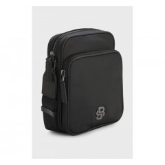 Чоловіча сумка Hugo Boss Reporter з фурнітурою у вигляді монограми Double B чорного кольору