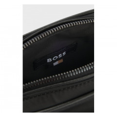 Чоловіча сумка Hugo Boss Reporter з фурнітурою у вигляді монограми Double B чорного кольору