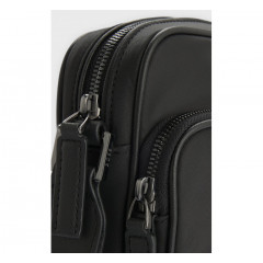 Чоловіча сумка Hugo Boss Reporter з фурнітурою у вигляді монограми Double B чорного кольору