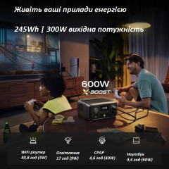 Портативна зарядна станція EF EcoFlow RIVER 3 245Wh 300W/X-Boost 600W чорна