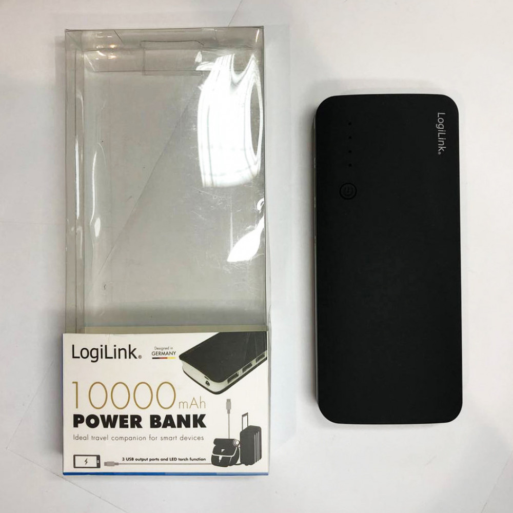 Повербанк LogiLink PA0145 10000 мА·год 3 порти USB чорний