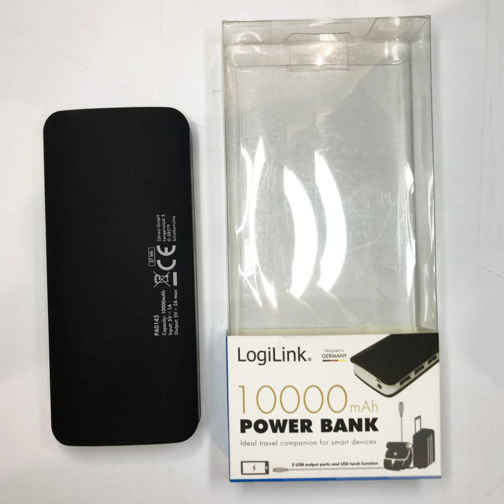 Повербанк LogiLink PA0145 10000 мА·год 3 порти USB чорний