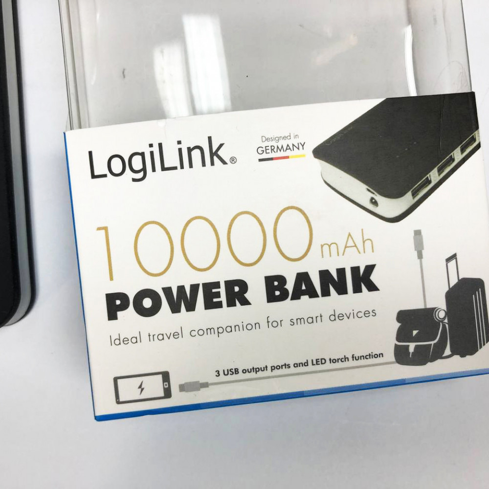 Повербанк LogiLink PA0145 10000 мА·год 3 порти USB чорний