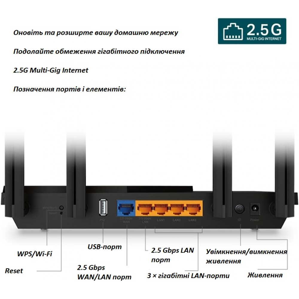 Дводіапазонний гігабітний роутер TP‑LINK Archer AX3000