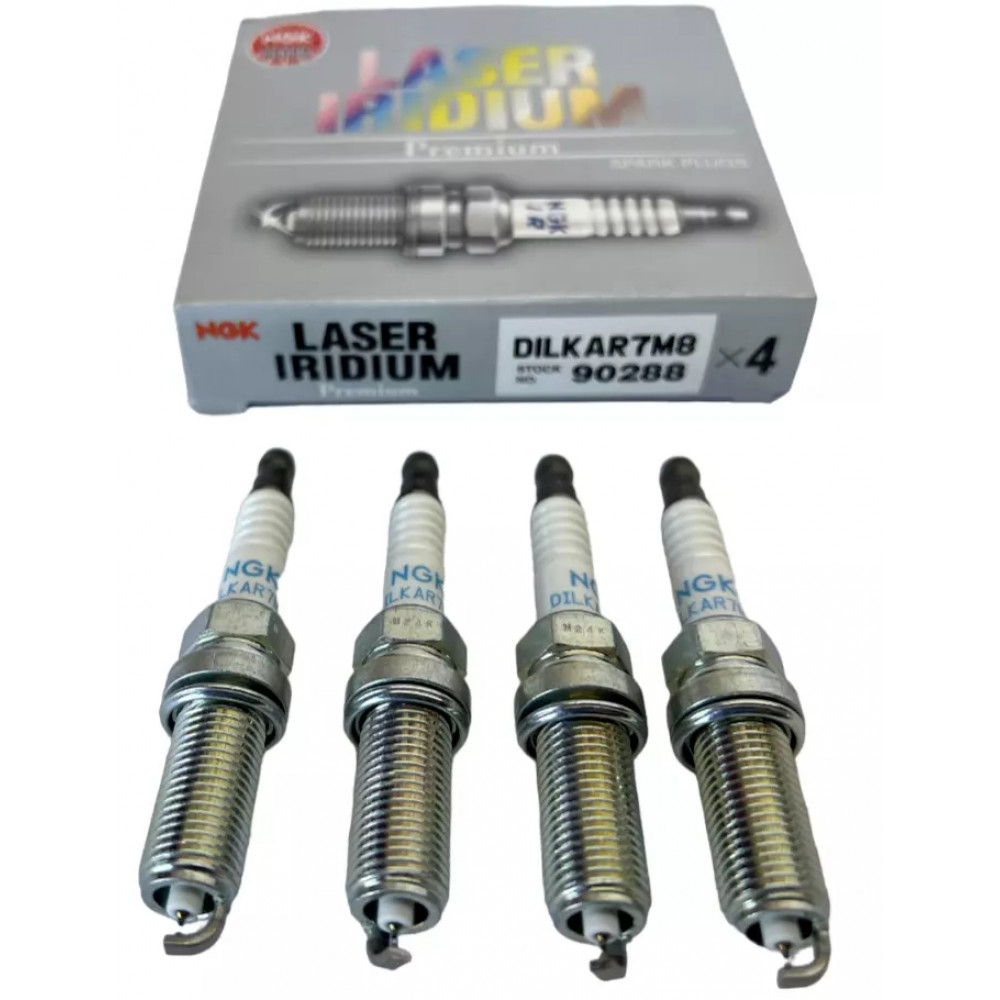Комплект свічок запалювання 4шт NGK 90288 Laser Iridium Spark Plug DILKAR7M8 для Honda/Mazda/Toyota/Lexus/Nissan/Infiniti/Hyundai/Kia