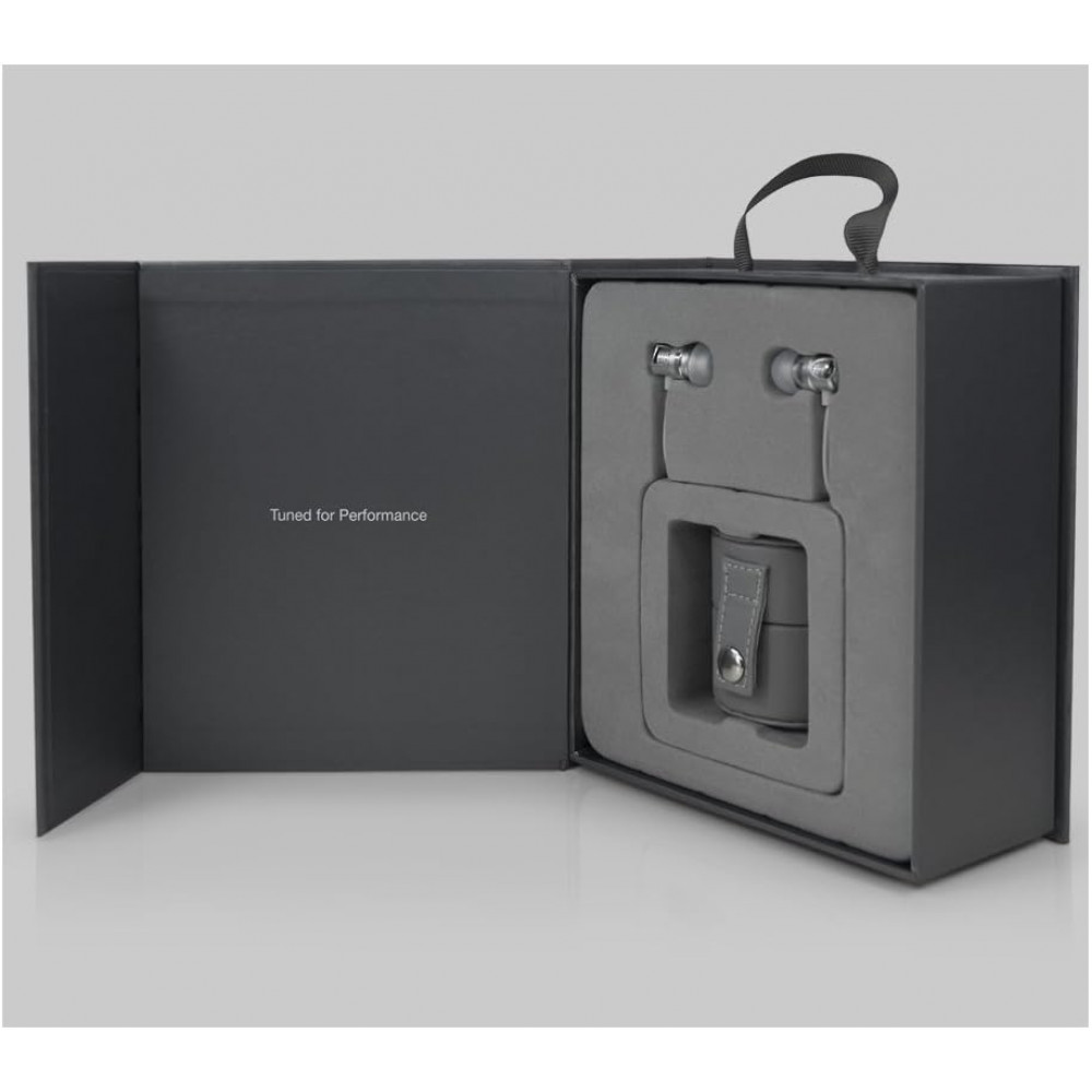 Wired in-ear headphones ID America Spark High Definition black in a leather case