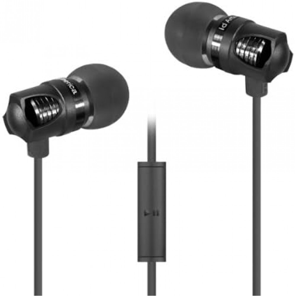 Wired in-ear headphones ID America Spark High Definition black in a leather case