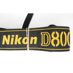 Camera neck strap for Nikon D800 (AN-DC6) black with yellow used in good condition