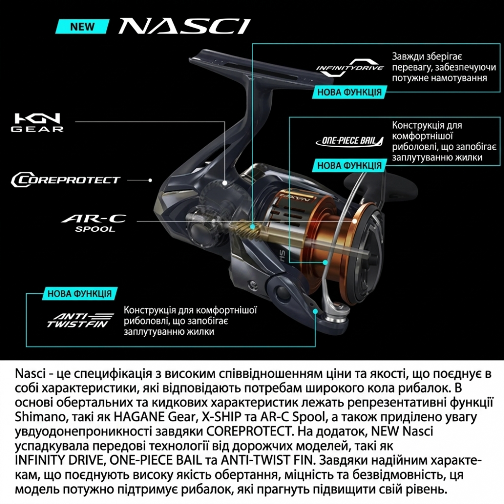 Shimano Nasci FC 2500HG Reel 5+1