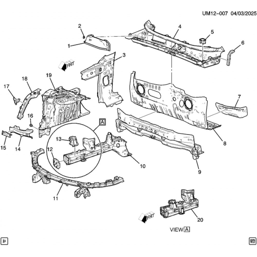 Передня верхня панель радіатора Acura ZDX Honda Prologue OEM 85657201