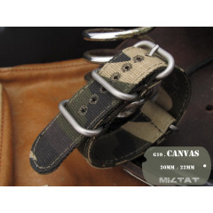 MiLTAT Canvas G10 Military Watch Strap in Camouflage Color Camo with Round Reinforced Holes Lockstitch Style NATO/Military