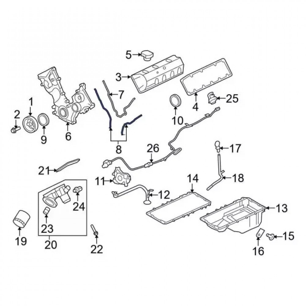 Прокладка передньої кришки двигуна Ford 4R3Z-6020-EB для Mustang Explorer F-150