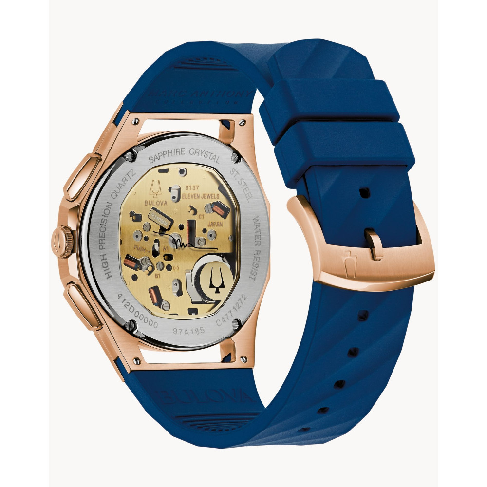 Чоловічий кварцовий годинник з хронографом Bulova Marc Anthony CURV 97A185 синій