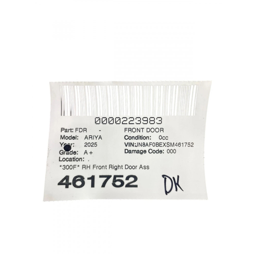 Передні праві двері Nissan Ariya 2023-2025 OEM H0100-5MPOA чорні Black Diamond (GAT)