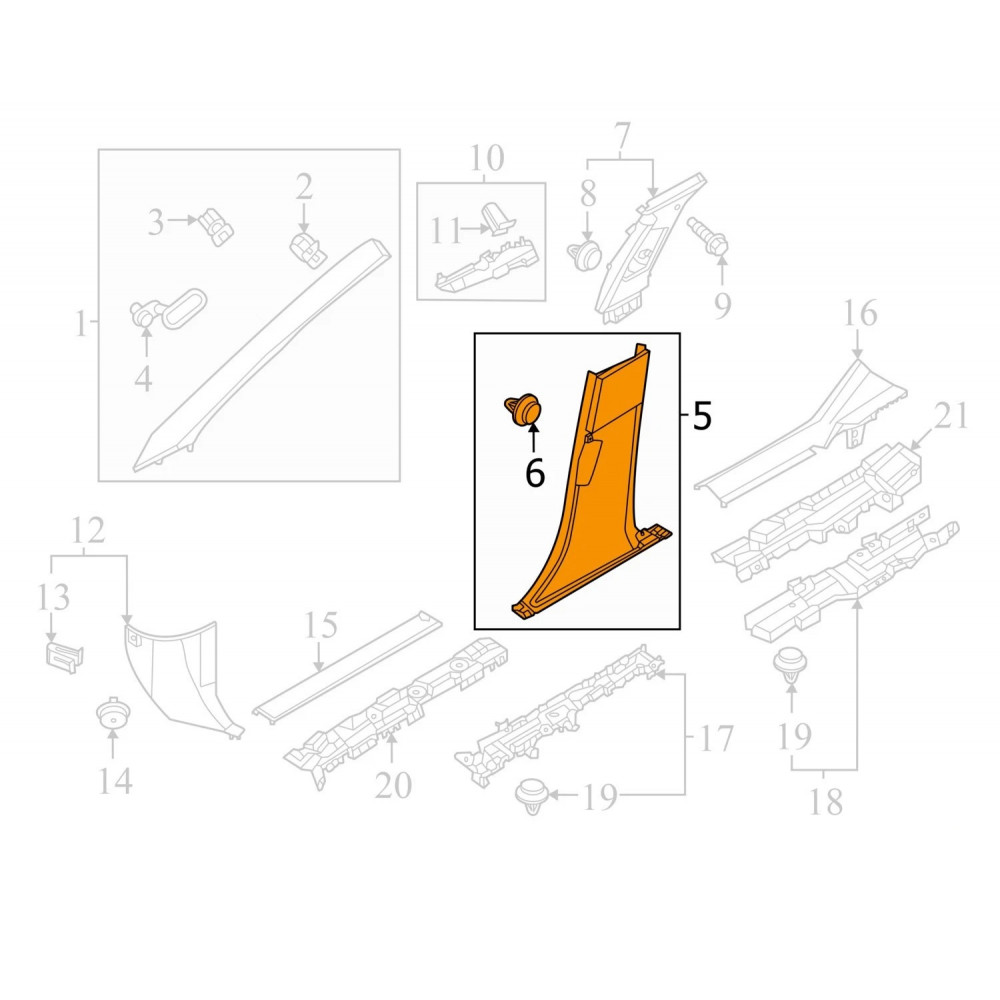 Накладка центральної стійки кузова ліва нижня Nissan Ariya 769165MP0A 2023-2025