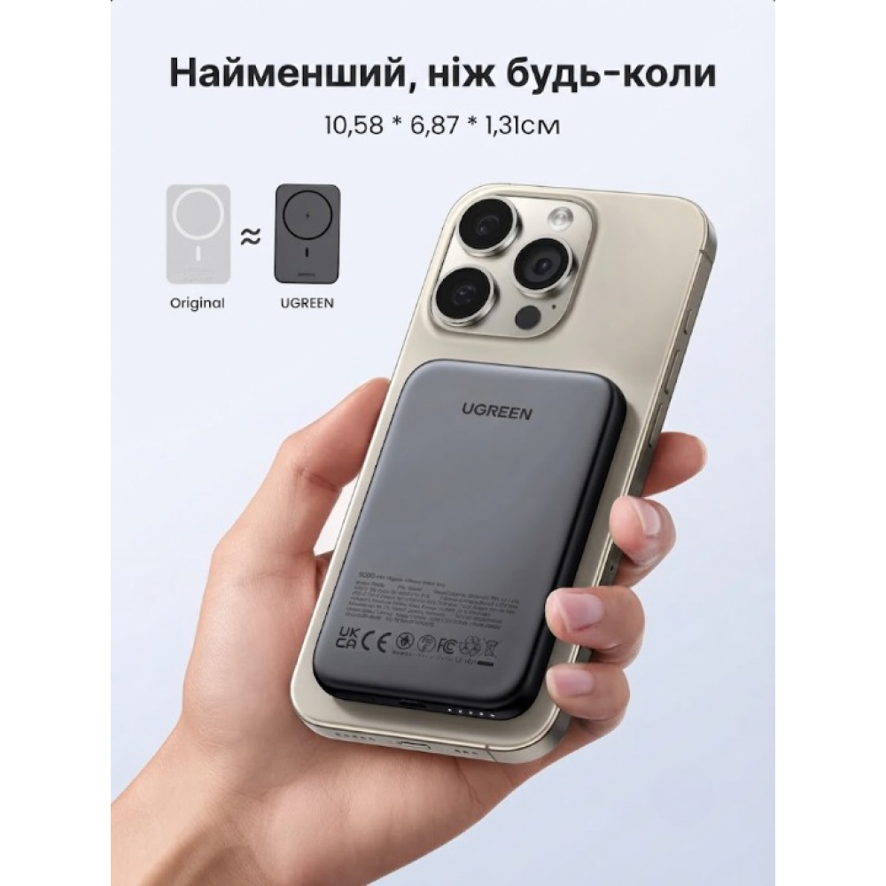 Бездротовий магнітний павербанк Ugreen PB561 ємністю 10000 mAh